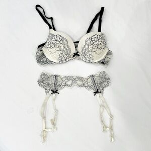 Victoria’s Secret embellished laced bra and garter set